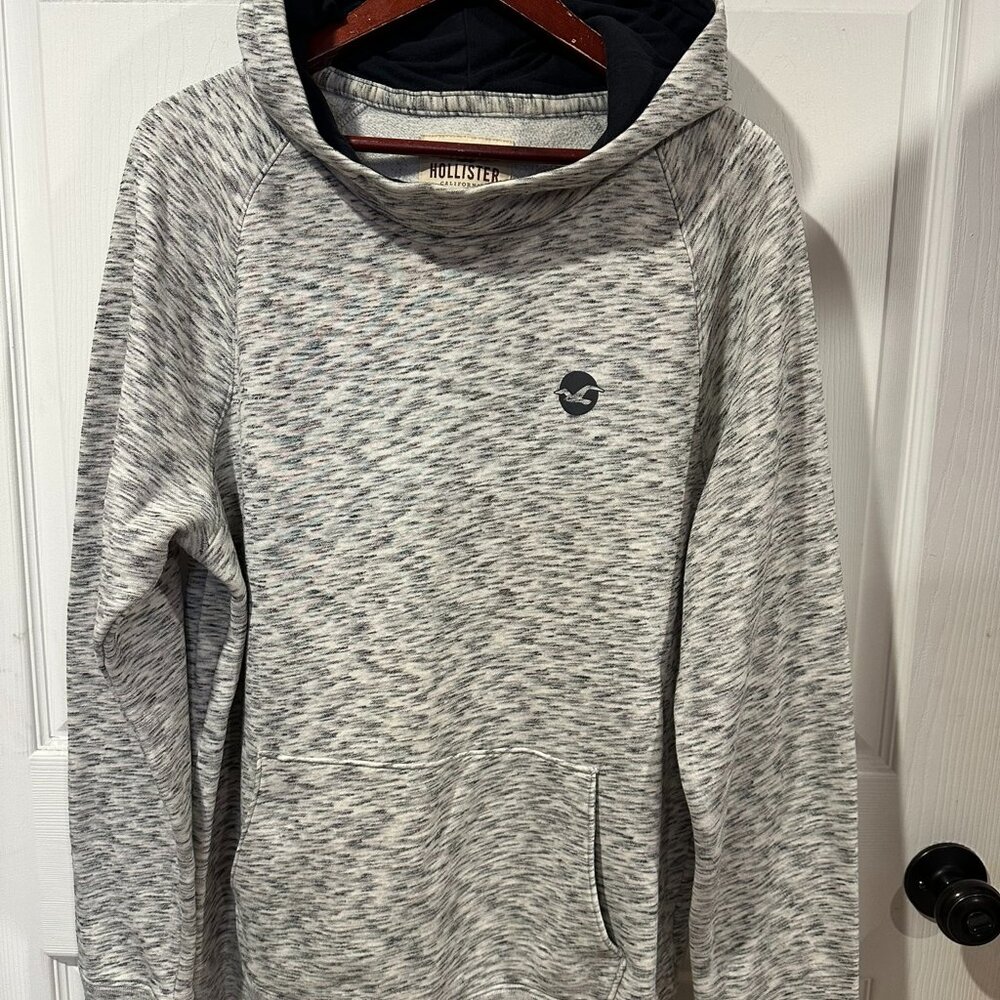 Mens Hollister Grey Hoodie Cowl Neck Size X-Large 302